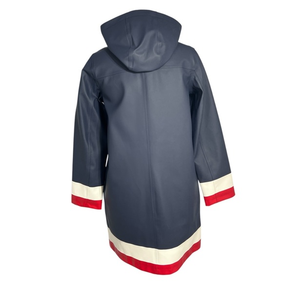 BODEN Morris Waterproof Mac insulated rain coat NAVY RED WHITE SIZE US 6 UK 10 - Picture 5 of 13